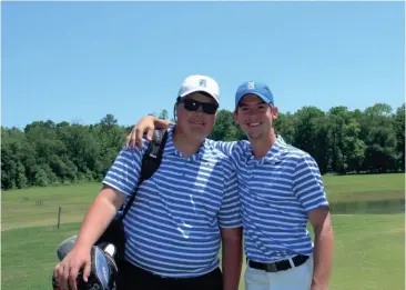  ??  ?? Junior Jerin Morgan (left) stands with Gavin Noble (right) at an area tournament. Last week, Noble was able to place fourth with a 145 overall in the state tournament. On day one, Noble scored a 69 and followed up with a 76 on the second day....