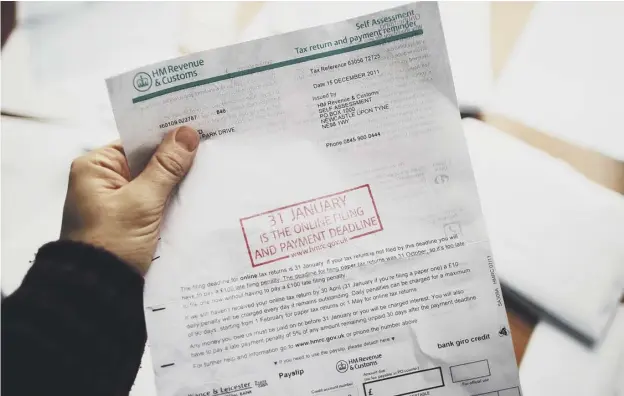  ??  ?? 0 You may have received a reminder of the date that self- assessment tax returns need to be completed by self- employed companies and individual­s. Photo: Getty Images