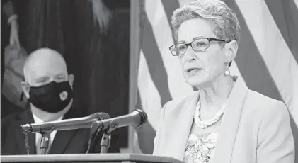  ?? BRIAN WITTE/AP ?? Karen Salmon, Maryland’s state superinten­dent of schools, speaks at a news conference in Annapolis on Aug. 27.