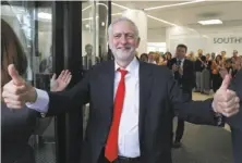  ?? Daniel Leal-Olivas / AFP / Getty Images ?? An upbeat Labor party leader Jeremy Corbyn: Even a critic said he ran a “positive and dynamic campaign.”