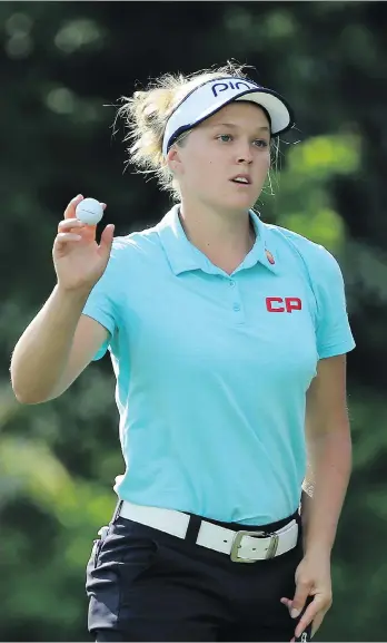  ?? HUNTER MARTIN/GETTY IMAGES ?? Brooke Henderson says she tends to play better on tougher courses, and this year’s U.S. Women’s Open venue, Shoal Creek Golf and Country Club in Birmingham, Ala., certainly qualifies.