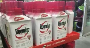  ?? Associated Press ?? Containers of Roundup, a chemical weed killer, displayed at a store in San Francisco.