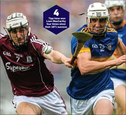  ??  ?? NECK AND NECK: Daithi Burke of Galway and Tipperary’s Patrick Maher battle for possession in last year’s semi-final