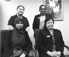  ??  ?? Nurhazimah (seated left) in a photo call with Pung (seated right), Pamela (back row, left) and Prema.