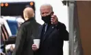  ?? Photograph: Angela Weiss/AFP/Getty Images ?? Biden leaves after meeting with transition advisers at the Queen theater in Wilmington, Delaware on Monday.