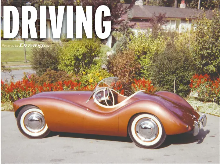  ??  ?? The beautiful lines of the fibreglass-bodied sports car built by Vancouver’s Dick Frew in the mid-’50s. Now 86, Frew drove it for 10 years before selling to a West Vancouver man. He’s never seen the car since and is hoping to find out what became of it.