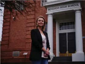  ??  ?? ‘We expected to get maybe 10 staff to sign up and we were overwhelme­d, we have over 70 staff involved’: Kylie Hand, assistant principal at Bendigo Senior Secondary College, on the Ally Network. Photograph: James Bugg/The Guardian