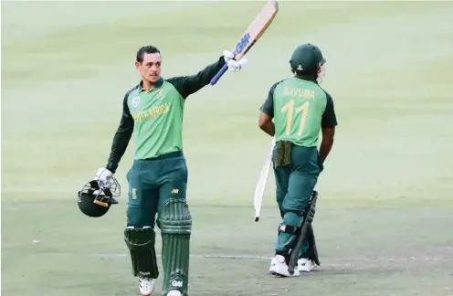  ??  ?? | PROTEAS captain Quinton de Kock put on a winning performanc­e when he scored 107 runs during the first ODI against England at Newlands last night. See page 20