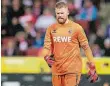  ?? FOTO: DPA ?? Kölns Torhüter Timo Horn ist sichtlich bedient.