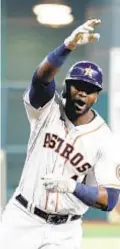  ?? GETTY ?? Yordan Alvarez rounds bases after hitting a solo home run during 5th inning Thursday.