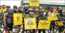  ?? ?? Member of the Cycology Cycling Club at the Share the Road (STR) ride/ awareness campaign, held in Lagos... recently