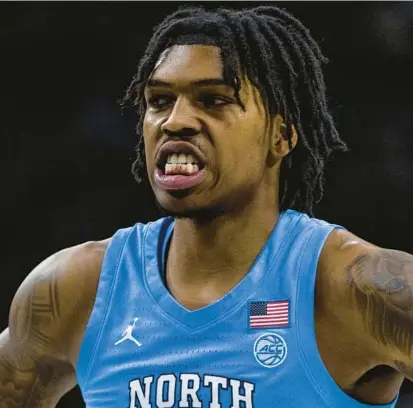  ?? MICHAEL CATERINA/AP ?? Caleb Love and North Carolina have lost five of six heading into Saturday’s matchup against Notre Dame. Time is running out for UNC, the No. 1 team in the preseason, to build its tourney resume.