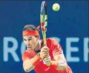  ?? AFP ?? Rafael Nadal returns a shot against Karen Khachanov in a Rogers Cup semifinal in Toronto.