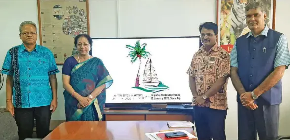  ?? Photo: Shreeya Verma ?? From left: Head of Chancery S.C Sahoo, High Commission­er of India to Fiji Padmaja Ji, Attache (Political, Publicity and Culture) Sanjay Kumar and director of Swami Vivekanand­a Cultural Centre Santosh Mishra.