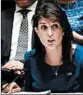  ?? DREW ANGERER/GETTY ?? U.S. Ambassador Nikki Haley warned Syria about chemical weapons use.