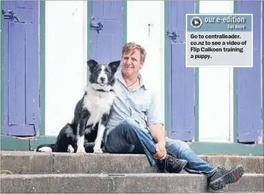  ?? Photo: JASON OXENHAM ?? Top dog: Dog behaviour specialist Flip Calkoen with his dog John at Ellerslie Racecourse, where he runs his dog training classes. Go to centrallea­der. co.nz to see a video of Flip Calkoen training a puppy.