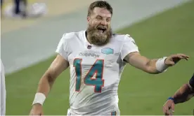  ??  ?? Ryan Fitzpatric­k has led the Dolphins to a 3-3 record this season. Photograph: Phelan M Ebenhack/AP