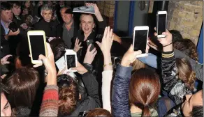  ??  ?? Star: Fans crowd round to take photos of Kidman after her performanc­e