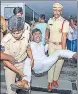  ?? PTI ?? Police detain BJP workers protesting in Hyderabad.