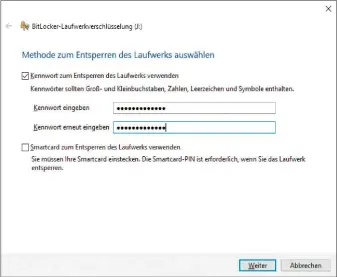  ??  ?? Usb-laufwerk absichern: Sensible Daten sollten Sie immer verschlüss­eln. Bei den Windows-pro-versionen bietet sich dafür Bitlocker an. Die Konfigurat­ion erfordert nur wenige Mausklicks.