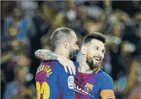  ?? FOTO: AP ?? Aleix asistió a Messi en el último gol del argentino ante el Eibar