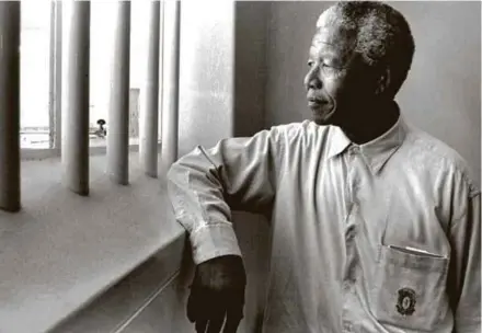  ??  ?? Nelson Mandela at the Robben Island prison in South Africa.