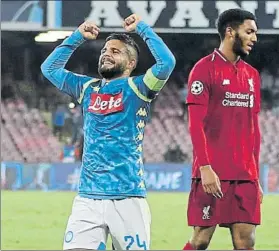  ?? FOTO: GYI ?? Insigne da rienda suelta a su júbilo Marcó un gol muy valioso en este competido grupo