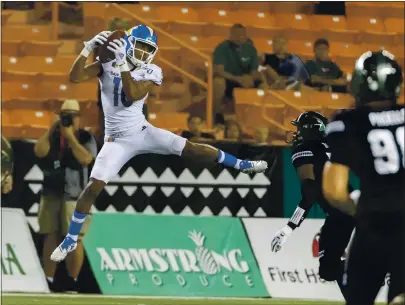  ?? EUGENE TANNER — THE ASSOCIATED PRESS ?? Senior wide receiver Tre Walker has caught 22 passes for 265 yards and two touchdowns in four games for undefeated San Jose State.