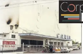  ?? ?? An outside view of the Carib 5 cinema in the aftermath of the fire which resulted in the closure of its theatres for several months