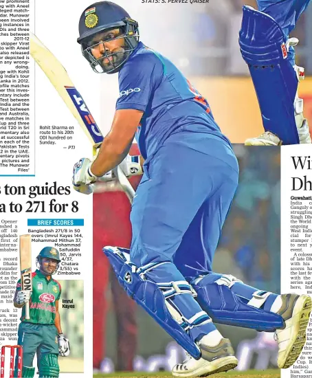  ?? — PTI ?? Rohit Sharma en route to his 20th ODI hundred on Sunday.