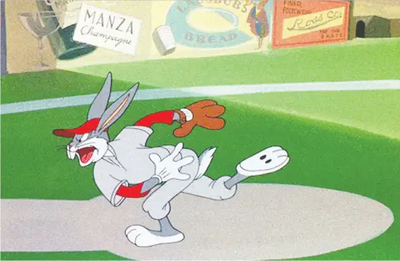  ?? WARNER BROS. ?? Bugs Bunny silenced the bats of the Gas-house Gorillas with his perplexing change-up pitch. It floated to the plate and struck out all three batters at once.