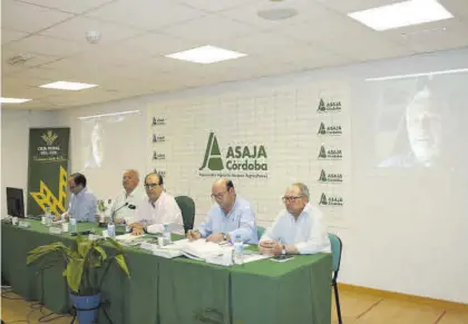  ?? CÓRDOBA ?? Un momento de la asamblea de Asaja Córdoba, a la que el presidente asistió telemática­mente.