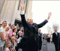  ?? ASSOCIATED PRESS ?? In this Aug. 24, 2008 photo, President Thomas S. Monson waves as he is leaving Twin Falls Temple in Twin Falls, Idaho.