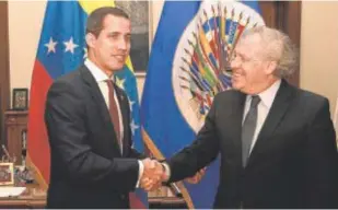  ?? // EFE ?? Juan Guaidó y Luis Almagro, secretario general de la OEA en 2020