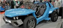  ??  ?? Supercar designer Lee Noble returned with a Ford Mondeobase­d beach buggy called the Bug:r.