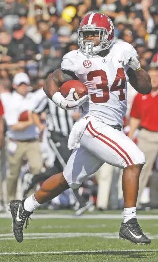  ?? THE ASSOCIATED PRESS ?? Alabama senior tailback Damien Harris has amassed 1,000 rushing yards and averaged more than 7 yards a carry in each of the last two seasons.