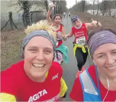  ??  ?? Training at Trimpell 20, clockwise from front left, Agata Rutkowska, Stacey Clark, Rachel Kuypers and Helen Beckett