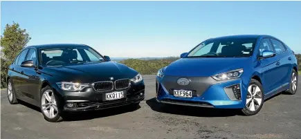  ??  ?? Both the BMW 318i and Hyundai Ioniq EV cost $60k. But they are very different propositio­ns.