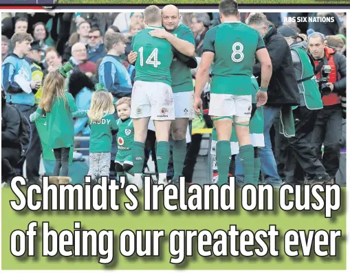  ??  ?? Champions: Rory Best celebrates with his Ireland teammates after winning the Six Nations