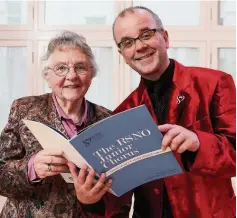  ??  ?? Musical maestro Jean Kidd MBE, pictured with RSNO Junior Chorus director Christophe­r Bell