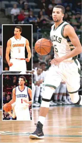  ??  ?? Michael Carter- Williams wore No. 1 with Syracuse and with the 76ers but was No. 5 with the Bucks. | GETTY IMAGES