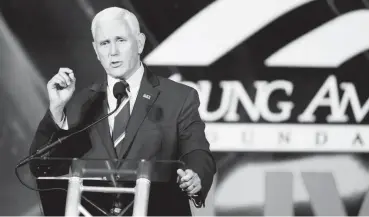  ?? CRAIG Hudson FOR THE Washington POST ?? Former vice president Mike Pence at the National Conservati­ve Student Conference in Washington on Tuesday.