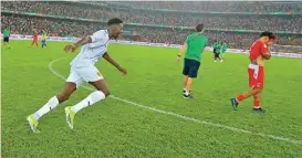  ?? ?? Goal-scorer Mohamed Bayo celebrates Guinea’s victory against Equatorial Guinea