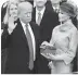  ??  ?? President Donald Trump is sworn in at his inaugurati­on in 2016.