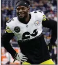  ?? AP/MICHAEL WYKE ?? Pittsburgh Steelers running back Le’Veon Bell, shown in 2017, failed to sign his one-year franchise tender by Tuesday’s deadline and is ineligible to play the rest of this season.