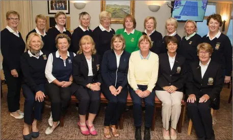  ??  ?? Killarney Ladies who were runners-up in the Joe Quinlan Senior Foursome at Tralee Golf Club on Thursday. Front, from left: Sally Cooper, Anne O’Leary, President Breda Duggan, Mary Leacy, Nora Quinlan,(neice of Joe Quinlan Snr), Margaret Murphy and...