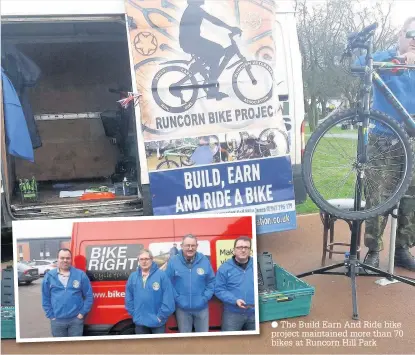  ??  ?? The Build Earn And Ride bike project maintained more than 70 bikes at Runcorn Hill Park
