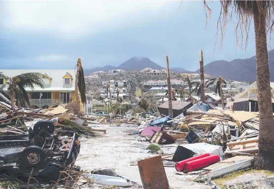  ?? NATURE’S POWER: Orient Bay on the Caribbean island of Saint Martin was one of the worst- affected areas from Hurricane Irma. The island is divided between the Netherland­s and France. About 60 per cent of homes on the island were damaged so badly they are  ??