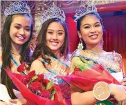  ??  ?? Little Miss Solane 2014 Teenies grand winner Duchess Blythe Uybengkee (center) with (from left) first runnerup Ma. Dominique Trillana and second runner-up Kyla Angelica Marie de Catalina.