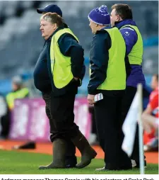  ??  ?? Ardmore manager Thomas Cronin with his selectors at Croke Park